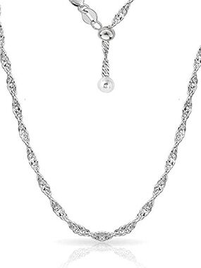 925 Silver length adjusted Rope Chain Necklace